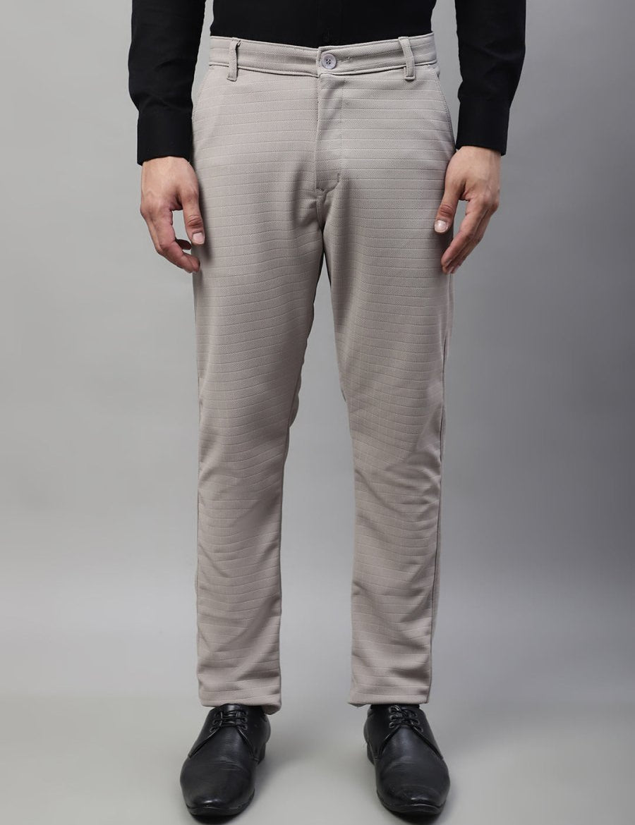 Indian Needle Men's Light Grey Tapered Fit Formal Trousers - FGP_276Light-Grey_30