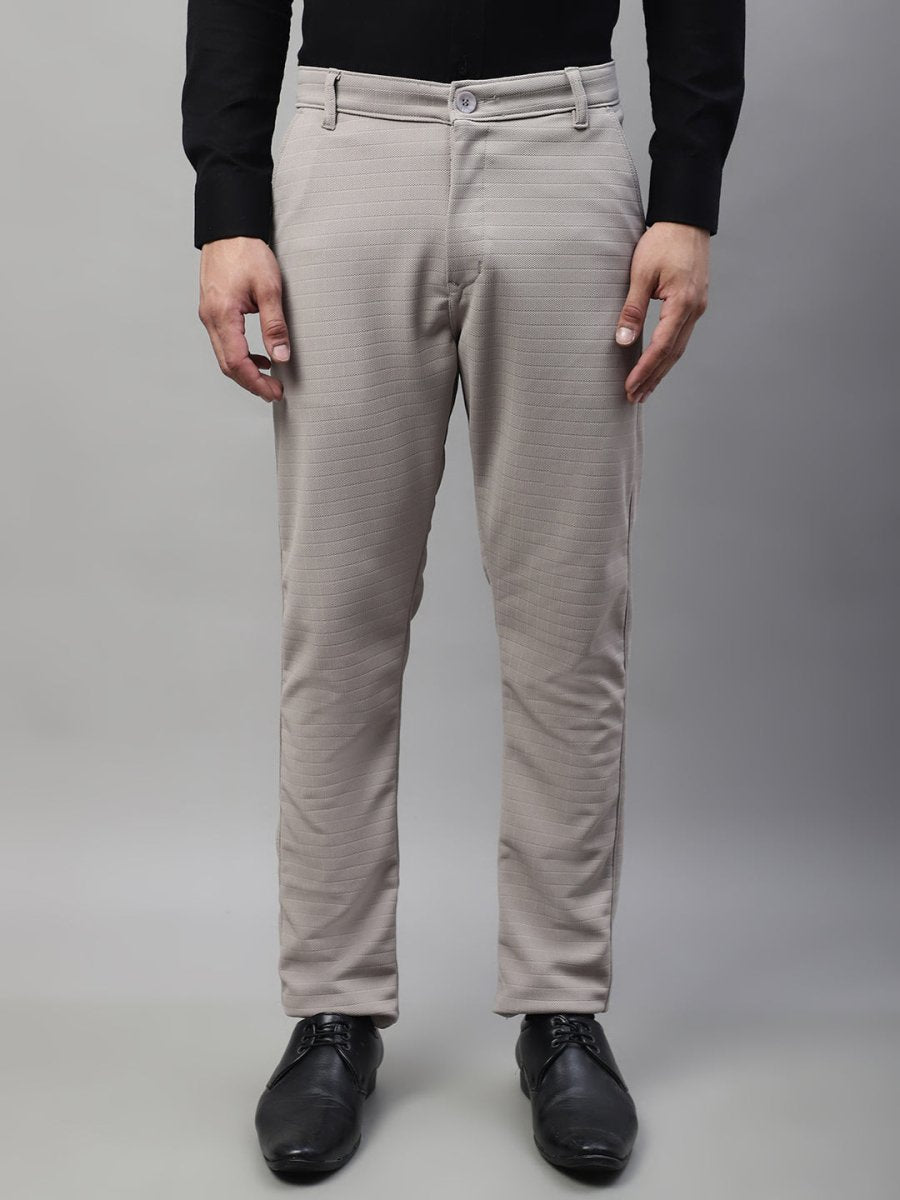 Indian Needle Men's Light Grey Tapered Fit Formal Trousers - FGP_276Light-Grey_30