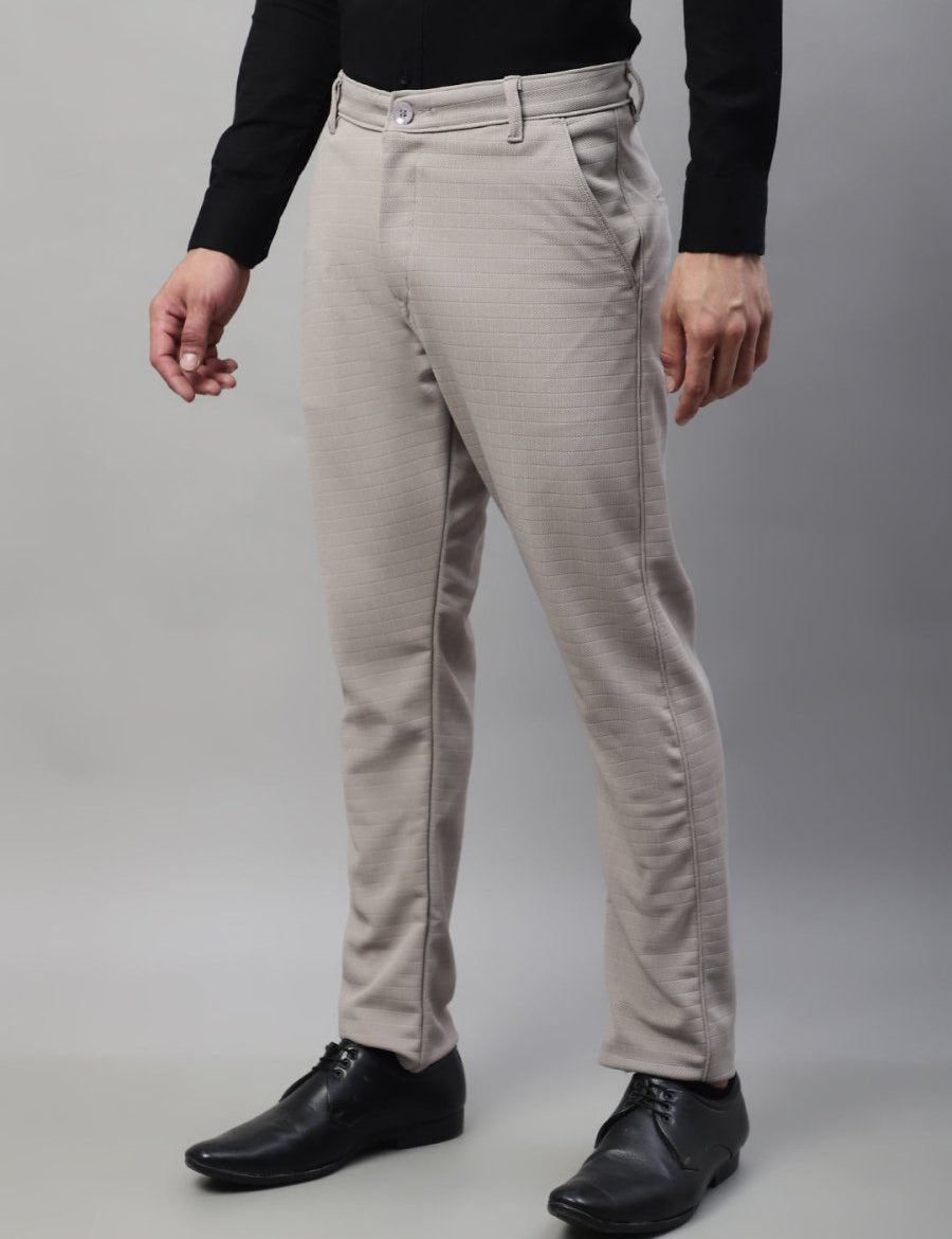 Indian Needle Men's Light Grey Tapered Fit Formal Trousers - FGP_276Light-Grey_30