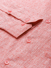 Indian Needle Men's Linen Cotton Polka Dots Formal Shirts - SF_794Red_S