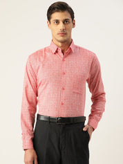 Indian Needle Men's Linen Cotton Polka Dots Formal Shirts - SF_794Red_S