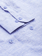 Indian Needle Men's Linen Cotton Polka Dots Formal Shirts - SF_794Blue_S