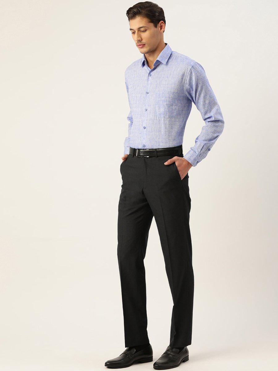 Indian Needle Men's Linen Cotton Polka Dots Formal Shirts - SF_794Blue_S