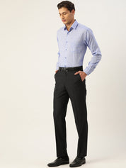 Indian Needle Men's Linen Cotton Polka Dots Formal Shirts - SF_794Blue_S