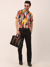 Indian Needle Men's Lycra Printed Half Sleeve Formal Shirts - SF_814Yellow_S