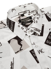 Indian Needle Men's Lycra Printed Half Sleeve Formal Shirts - SF_813White_S