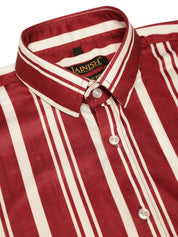 Indian Needle Men's Lycra Striped Half Sleeve Formal Shirts - SF_812Maroon_S