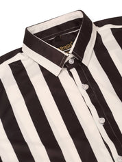 Indian Needle Men's Lycra Striped Half Sleeve Formal Shirts - SF_812White_S
