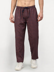 Indian Needle Men's Maroon Cotton Checked Track Pants - JOG_017Maroon_28