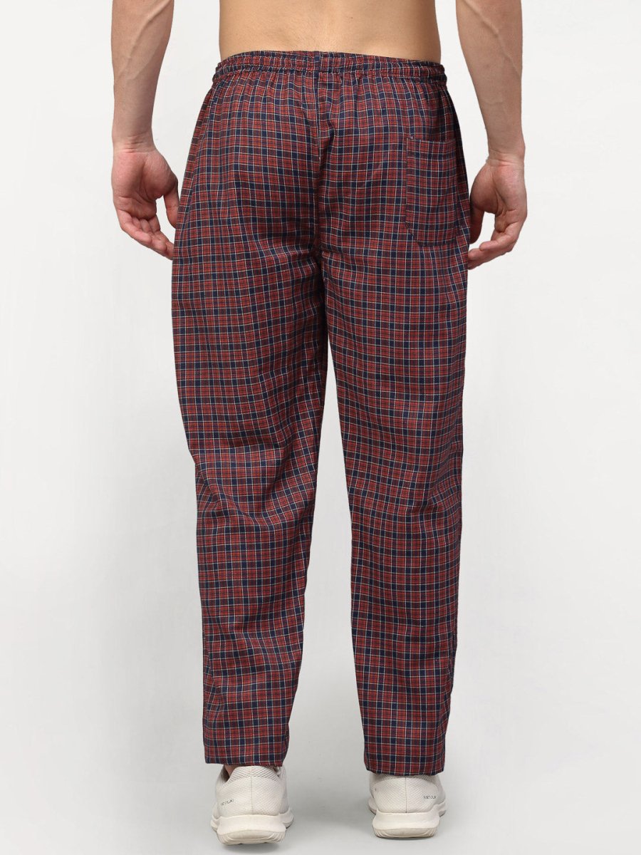 Indian Needle Men's Maroon Cotton Checked Track Pants - JOG_017Maroon_28