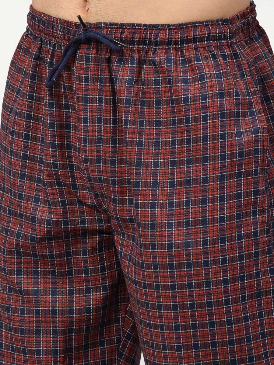 Indian Needle Men's Maroon Cotton Checked Track Pants - JOG_017Maroon_28