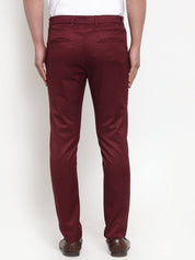 Indian Needle Men's Maroon Solid Formal Trousers - FGP_253Maroon_30