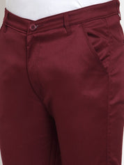 Indian Needle Men's Maroon Solid Formal Trousers - FGP_253Maroon_30