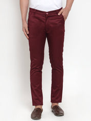 Indian Needle Men's Maroon Solid Formal Trousers - FGP_253Maroon_30