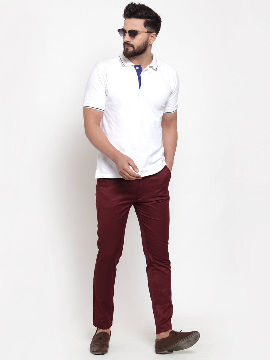 Indian Needle Men's Maroon Solid Formal Trousers - FGP_253Maroon_30