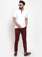 Indian Needle Men's Maroon Solid Formal Trousers - FGP_253Maroon_30