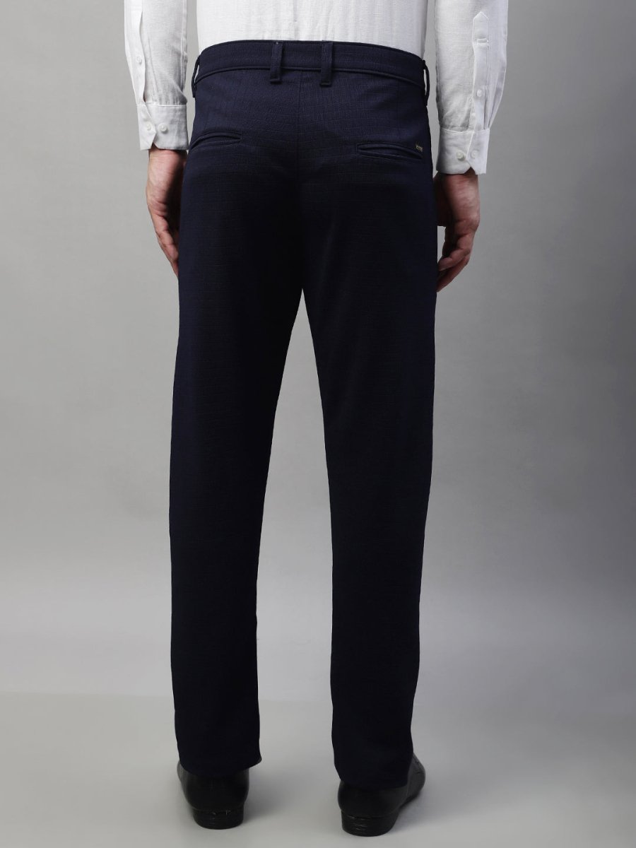 Indian Needle Men's Navy Blue Tapered Fit Formal Trousers - FGP_276Navy_30