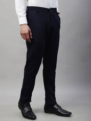 Indian Needle Men's Navy Blue Tapered Fit Formal Trousers - FGP_276Navy_30