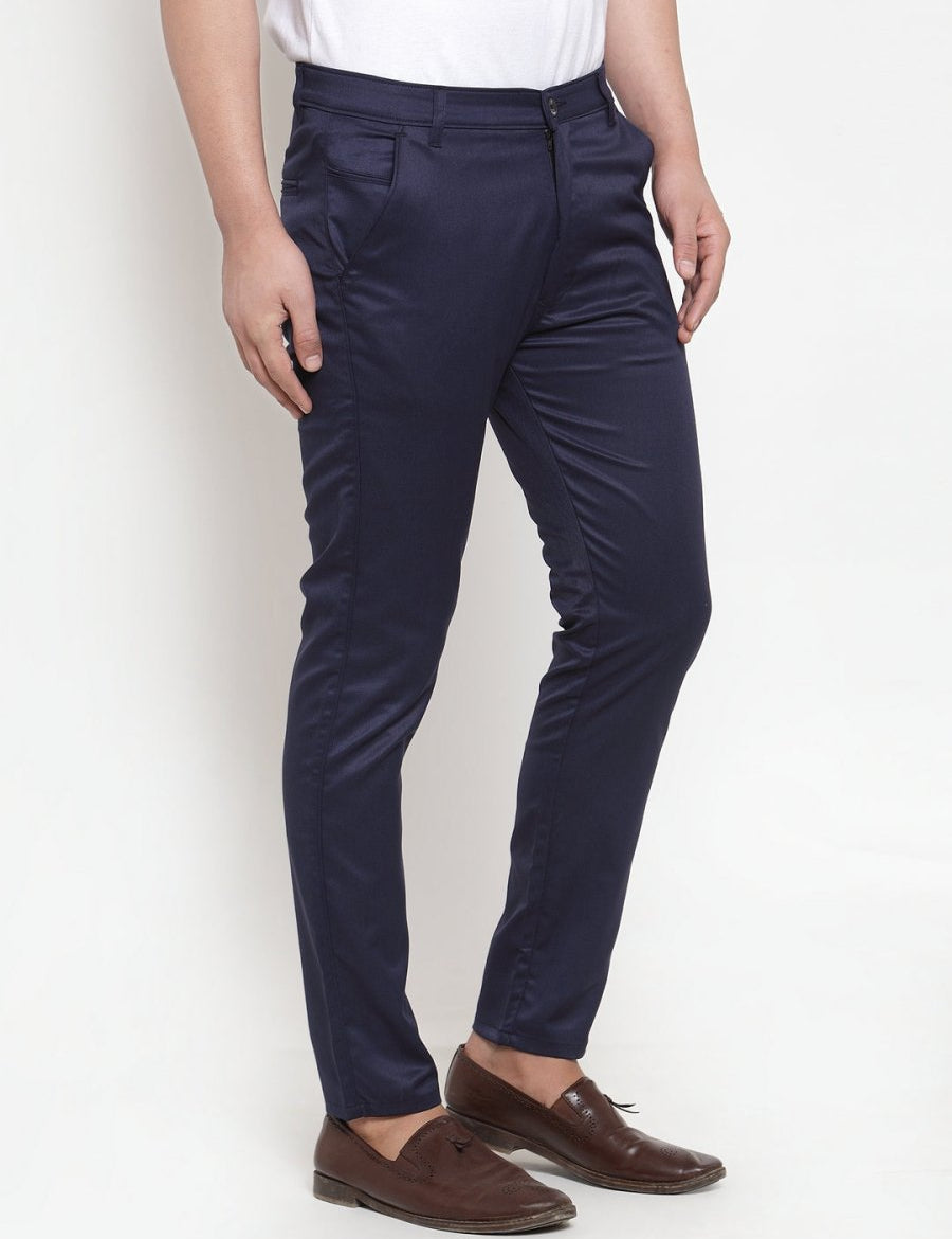 Indian Needle Men's Navy Solid Formal Trousers - FGP_253Navy_30