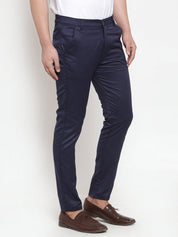 Indian Needle Men's Navy Solid Formal Trousers - FGP_253Navy_30