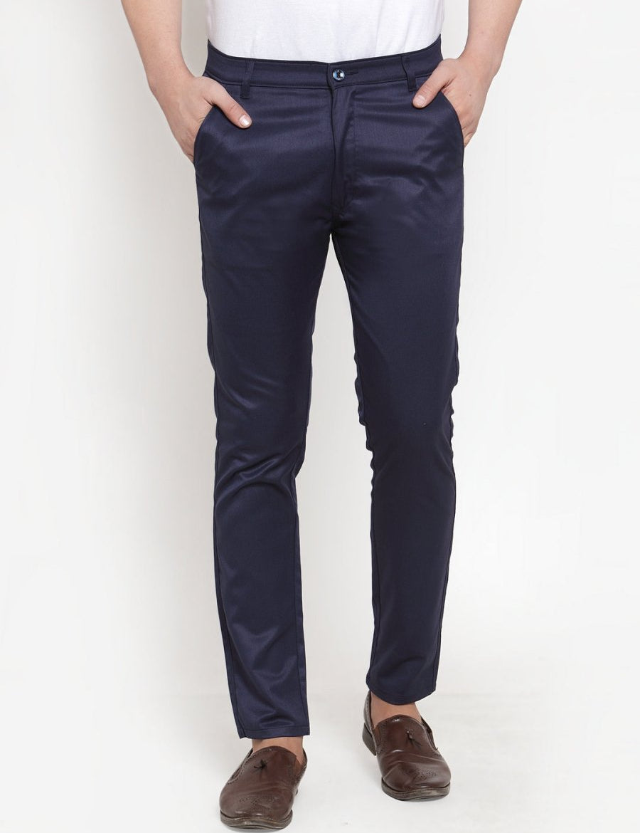 Indian Needle Men's Navy Solid Formal Trousers - FGP_253Navy_30