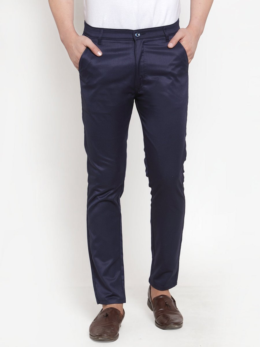 Indian Needle Men's Navy Solid Formal Trousers - FGP_253Navy_30