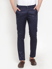 Indian Needle Men's Navy Solid Formal Trousers - FGP_253Navy_30