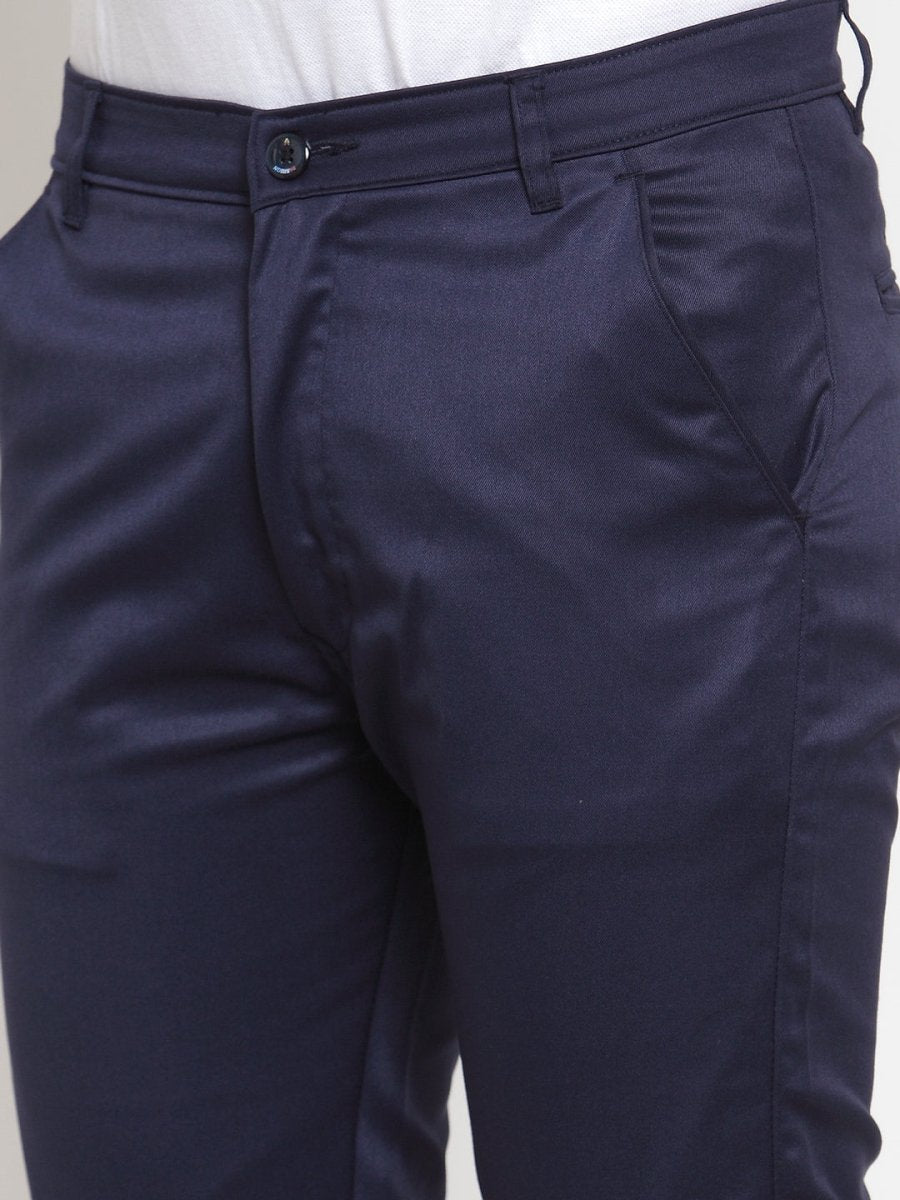 Indian Needle Men's Navy Solid Formal Trousers - FGP_253Navy_30