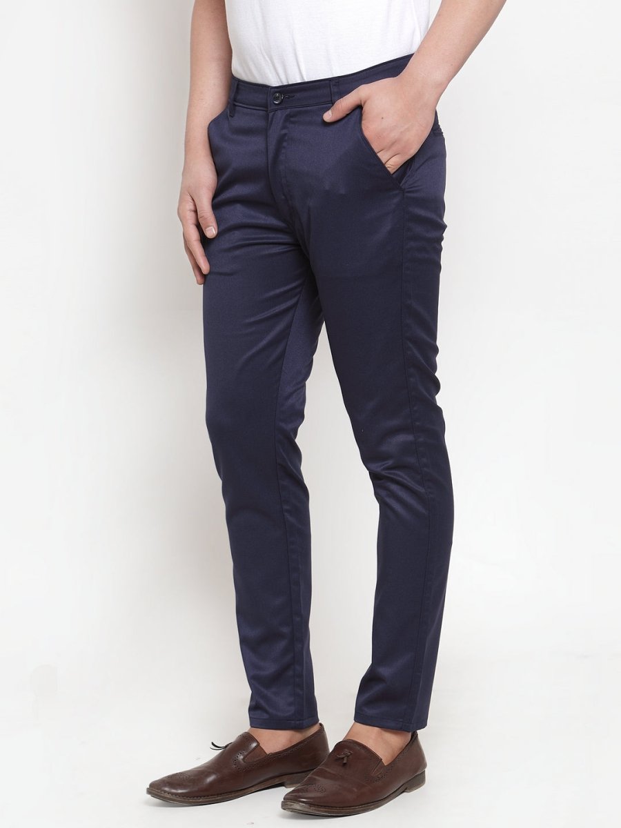 Indian Needle Men's Navy Solid Formal Trousers - FGP_253Navy_30