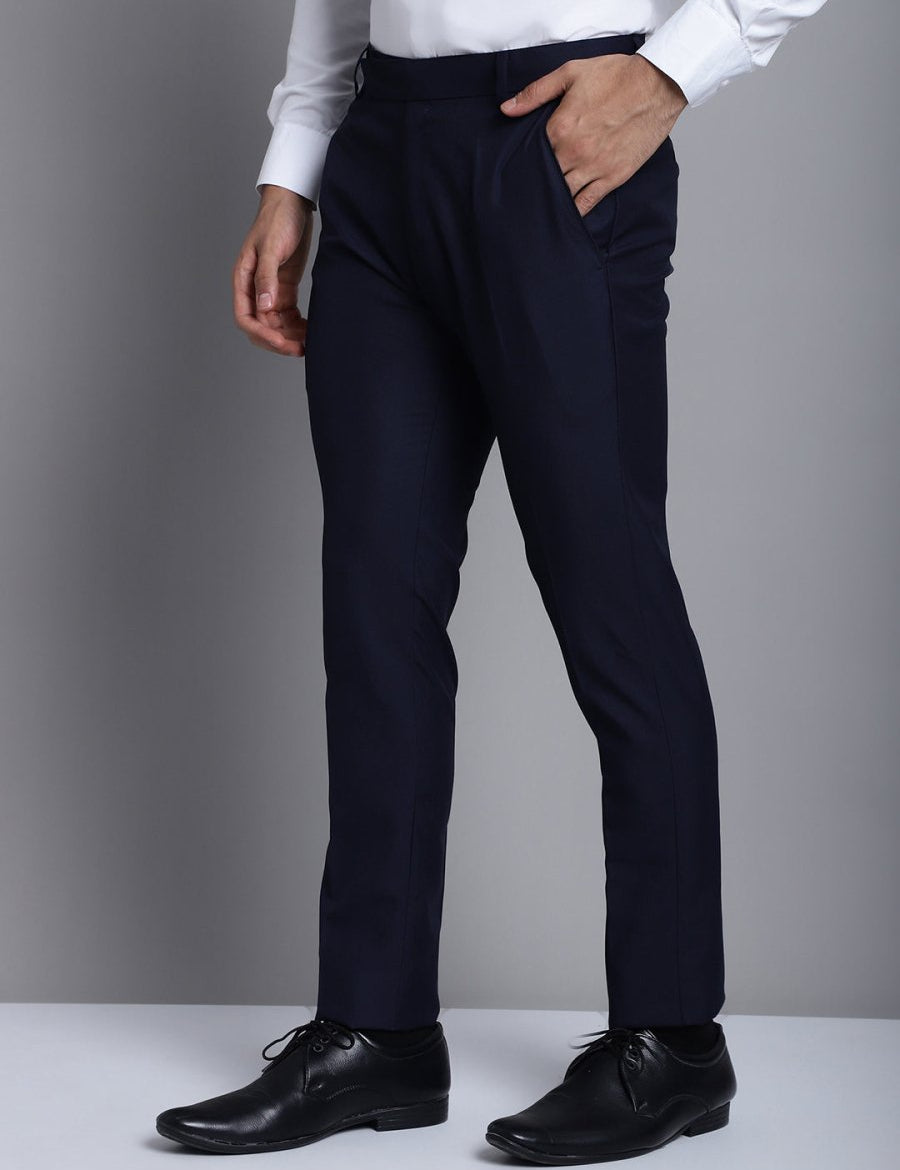 Indian Needle Men's Navy Tapered Fit Formal Trousers - FGP_275Navy_30