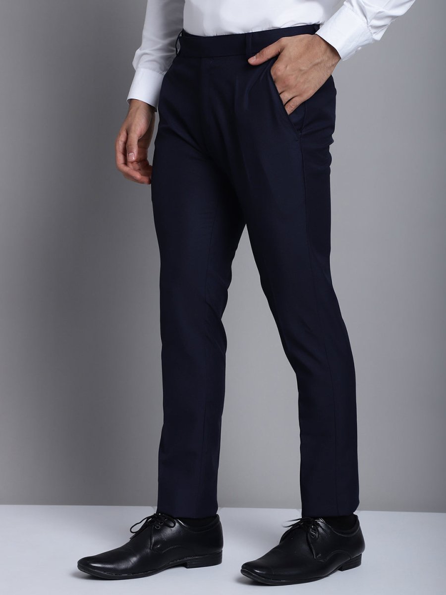 Indian Needle Men's Navy Tapered Fit Formal Trousers - FGP_275Navy_30