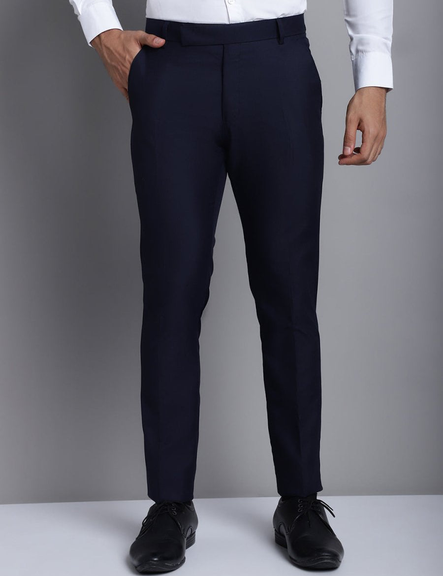 Indian Needle Men's Navy Tapered Fit Formal Trousers - FGP_275Navy_30