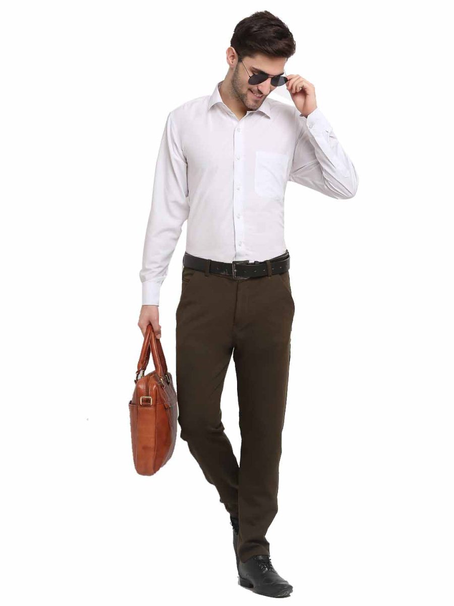Indian Needle Men's Olive 4-Way Lycra Tapered Fit Trousers - FGP_269Olive_30