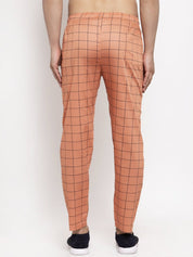 Indian Needle Men's Orange Checked Cotton Track Pants - JOG_012Orange_28