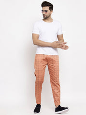 Indian Needle Men's Orange Checked Cotton Track Pants - JOG_012Orange_28