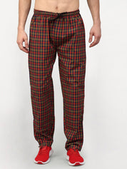 Indian Needle Men's Orange Cotton Checked Track Pants - JOG_019Orange-Red_28