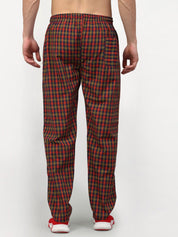 Indian Needle Men's Orange Cotton Checked Track Pants - JOG_019Orange-Red_28