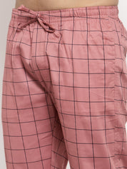 Indian Needle Men's Peach Checked Cotton Track Pants - JOG_012Peach_28
