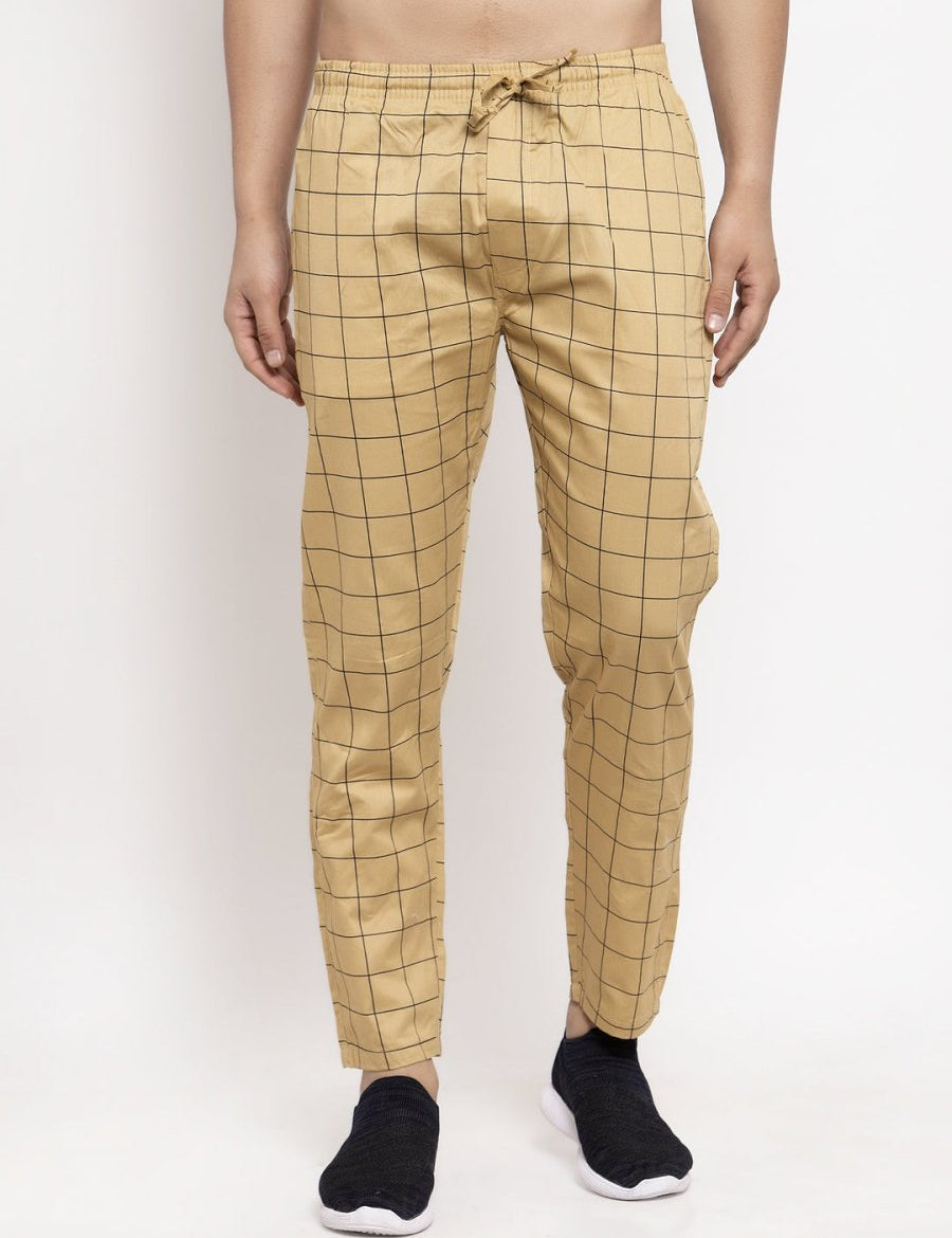 Indian Needle Men's Rust Checked Cotton Track Pants - JOG_012Rust_28