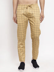 Indian Needle Men's Rust Checked Cotton Track Pants - JOG_012Rust_28