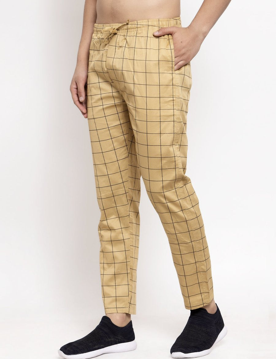 Indian Needle Men's Rust Checked Cotton Track Pants - JOG_012Rust_28