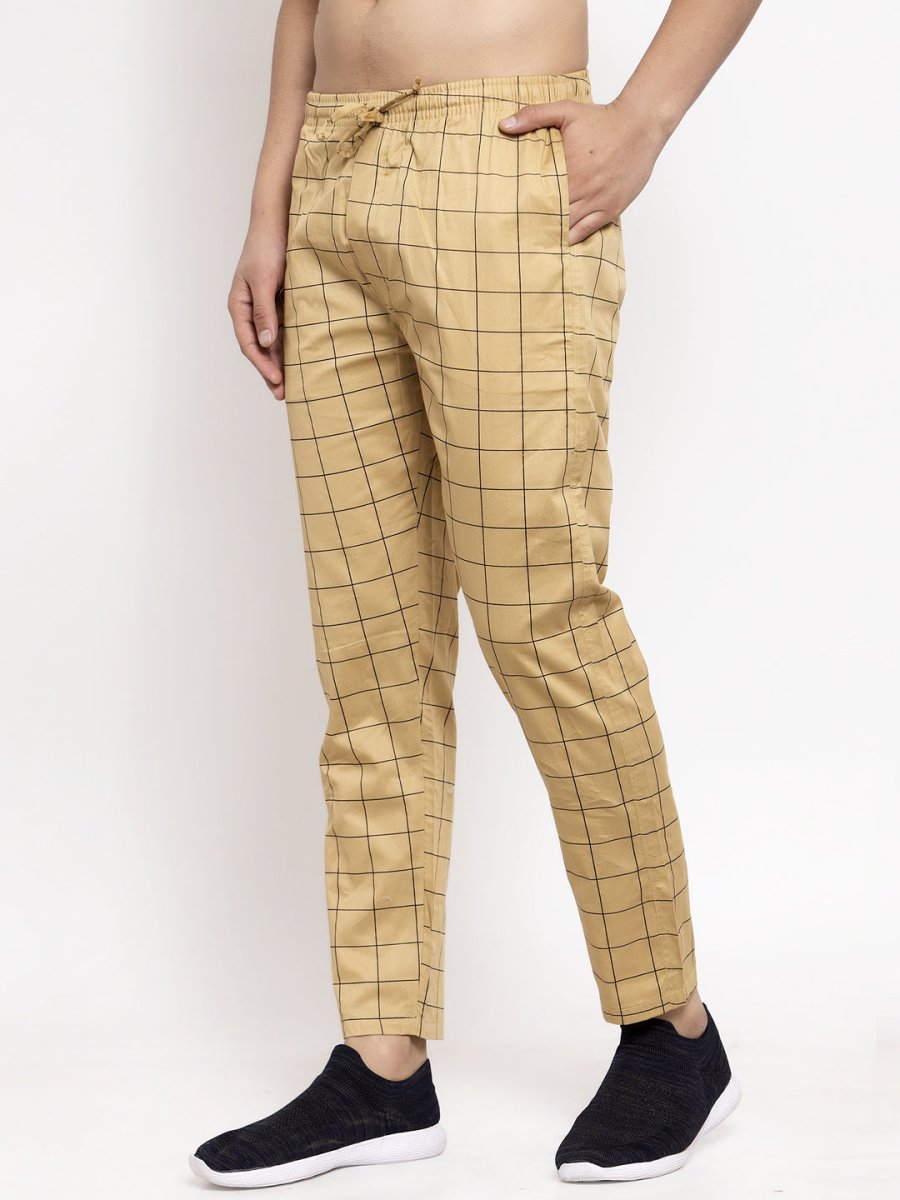 Indian Needle Men's Rust Checked Cotton Track Pants - JOG_012Rust_28