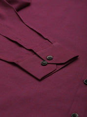 Indian Needle Men's Solid Formal Cotton Shirt - SF_788Wine_S
