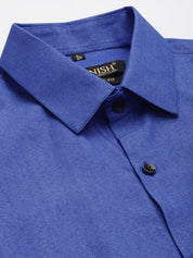Indian Needle Men's Solid Formal Cotton Shirt - SF_788Blue_S