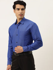Indian Needle Men's Solid Formal Cotton Shirt - SF_788Blue_S