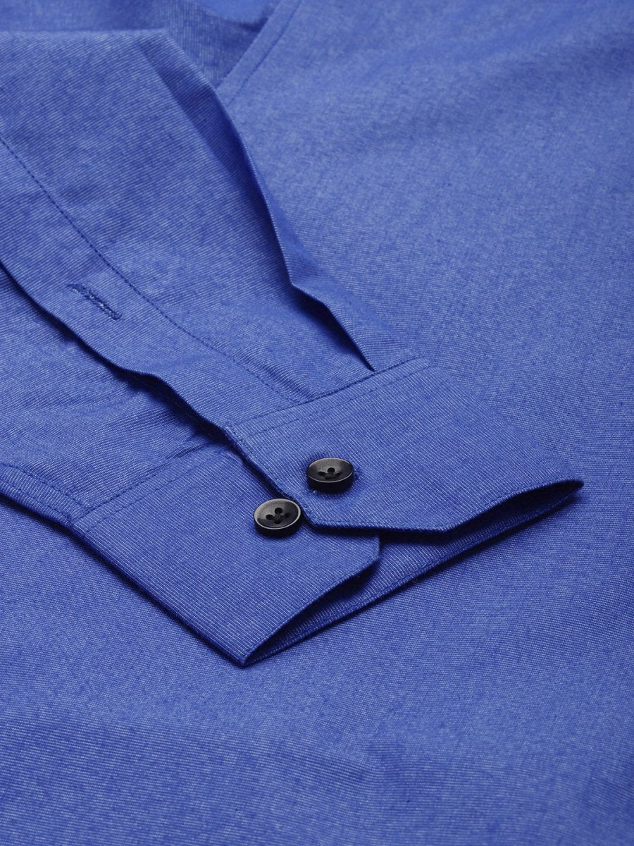 Indian Needle Men's Solid Formal Cotton Shirt - SF_788Blue_S
