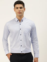 Indian Needle Men's Solid Formal Cotton Shirt - SF_792Sky_S