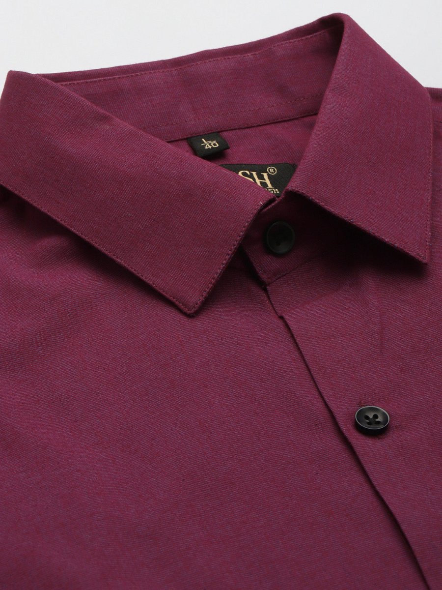 Indian Needle Men's Solid Formal Cotton Shirt - SF_788Wine_S