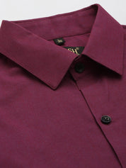 Indian Needle Men's Solid Formal Cotton Shirt - SF_788Wine_S