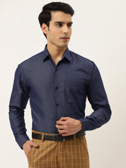 Indian Needle Men's Solid Formal Cotton Shirt - SF_788Charcoal_S